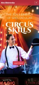 Mobile preview of Alex Bistrevsky's circus skills performance website