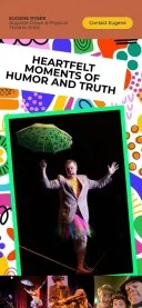 Mobile preview of Eugene Ryser's website featuring his performance as an Auguste clown